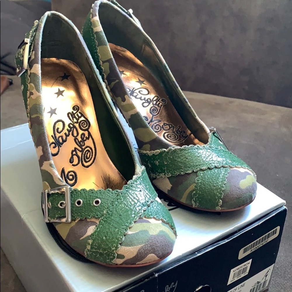 Naughty Monkey camo heels